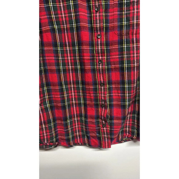 Men's LL Bean Red Tartan Plaid Flannel Button Up Flannel Shirt Size Large (L) - Picture 6 of 6